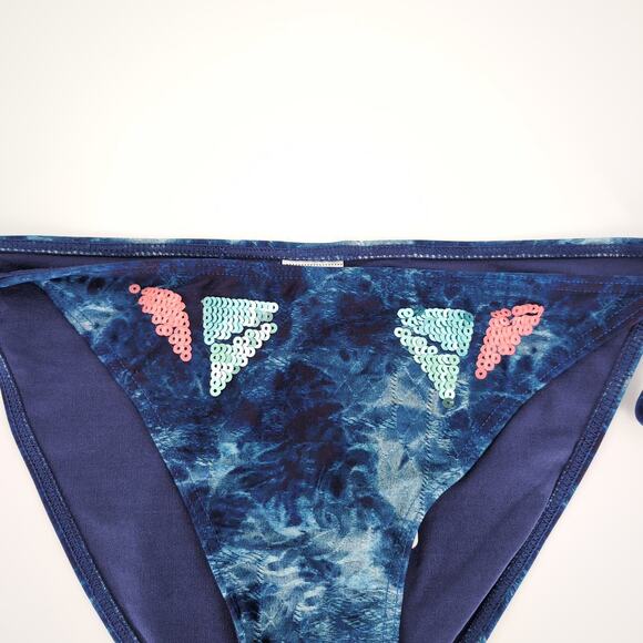 Desigual Eloise Multicolored Sequin Side Tie Pink Tassels Bikini Swim Bottom - L - Picture 5 of 14